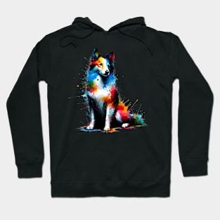 Lively Mudi Captured in Colorful Splash Art Style Hoodie